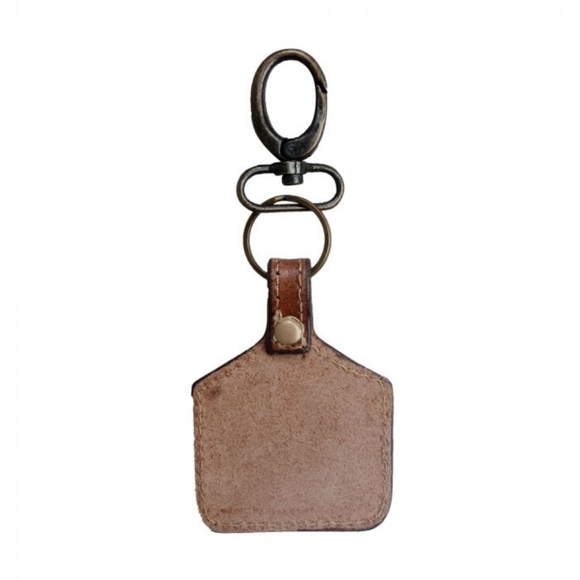 New Myra Bag Azure Quill Feather tooled leather key chain fob gift turquoise - Picture 2 of 3